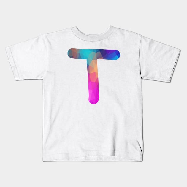 Letter T Capital Alphabet T Colorful Art Gift Kids T-Shirt by Shariss